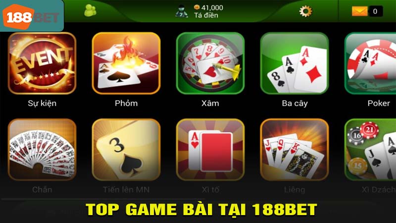 Top game bài 188bet hấp dẫn