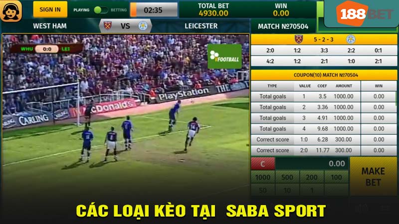 Các loại kèo tại saba sport